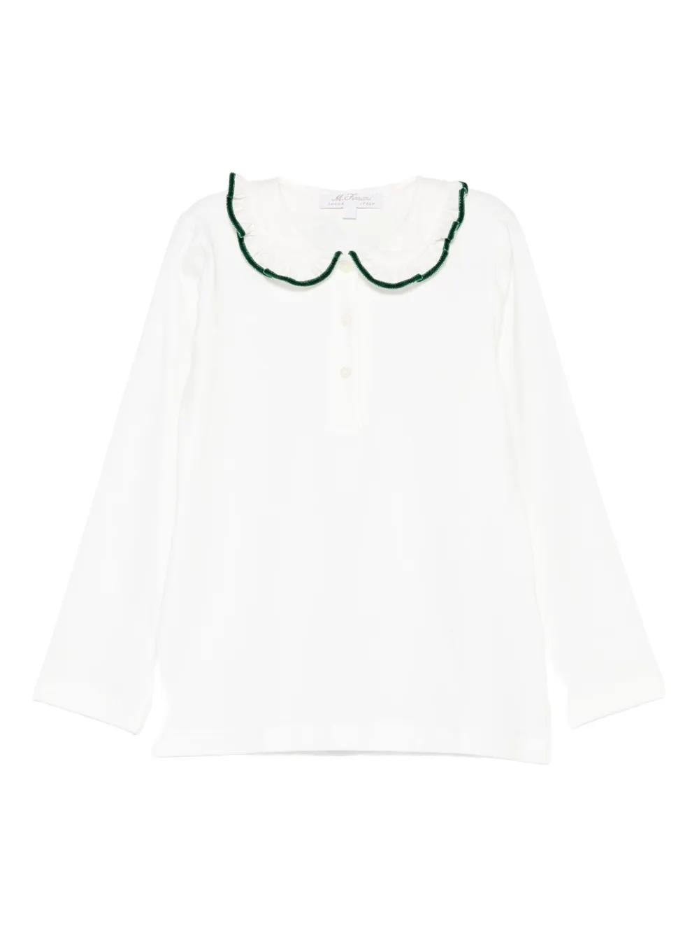 Mariella Ferrari ruffled-collar long-sleeve top Wit