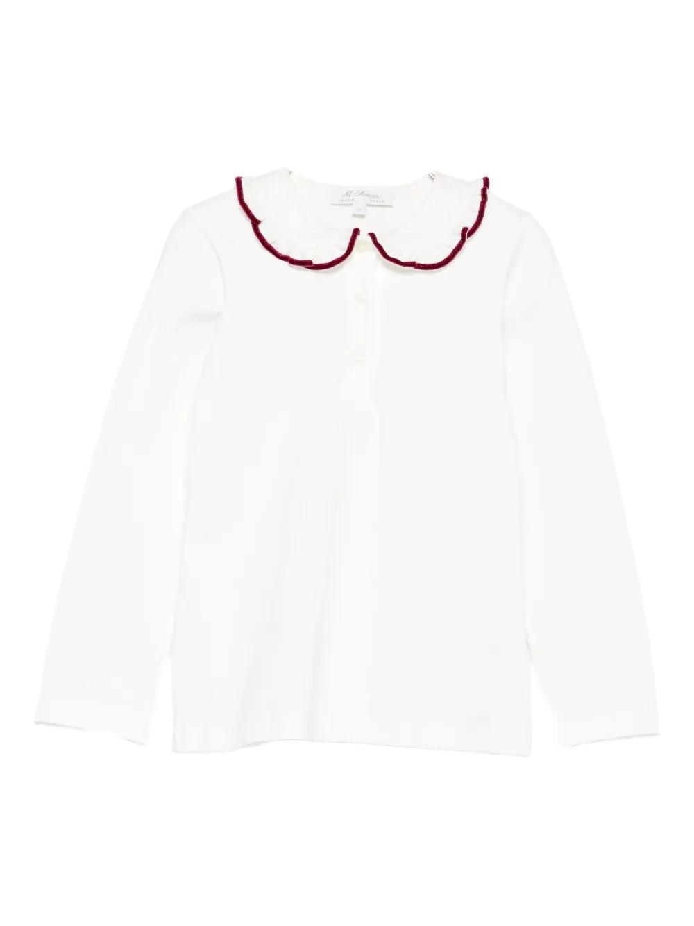 Mariella Ferrari velvet-trimmed bib-collar shirt Wit