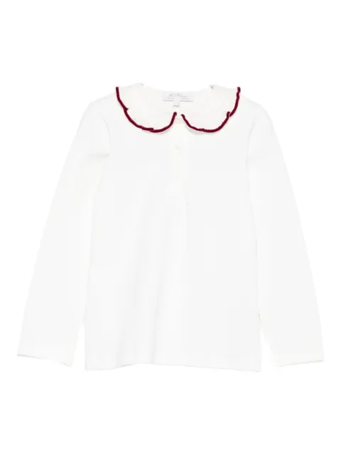 Mariella Ferrari velvet-trimmed bib-collar shirt