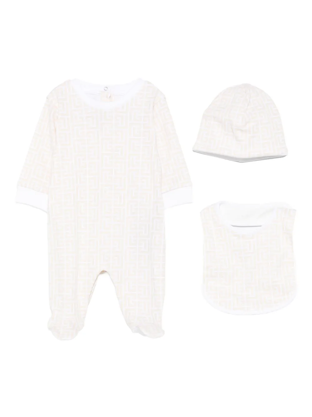 Balmain Kids geometric-pattern babygrow (set of three) Beige
