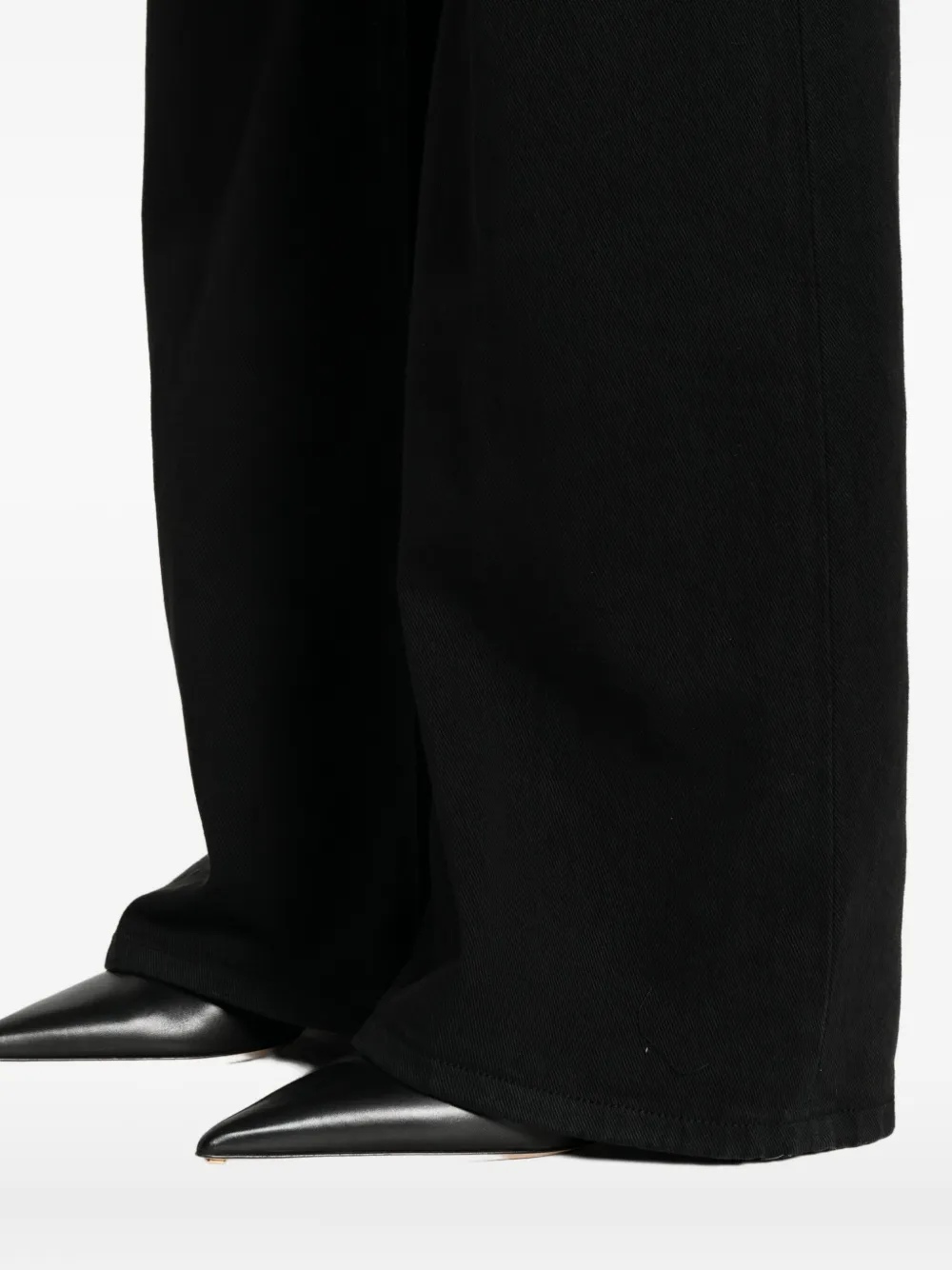 Dondup Marlen Wide Leg Jeans In Bull Cotton And Lyocell In Black