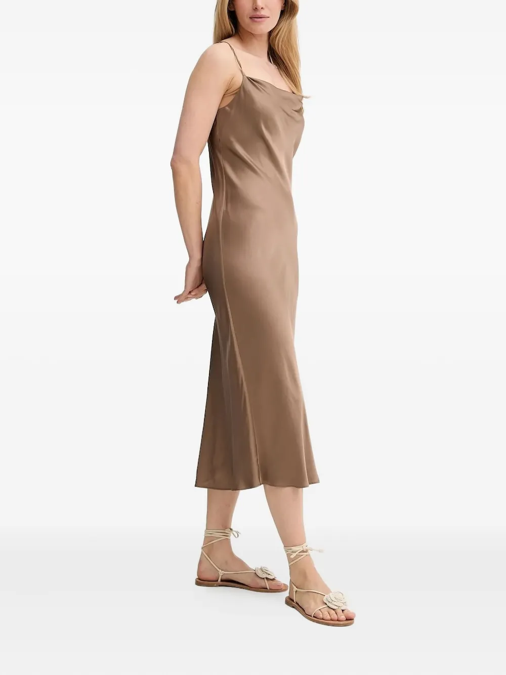 MUNTHE Babyloma midi-jurk met diepe hals Bruin