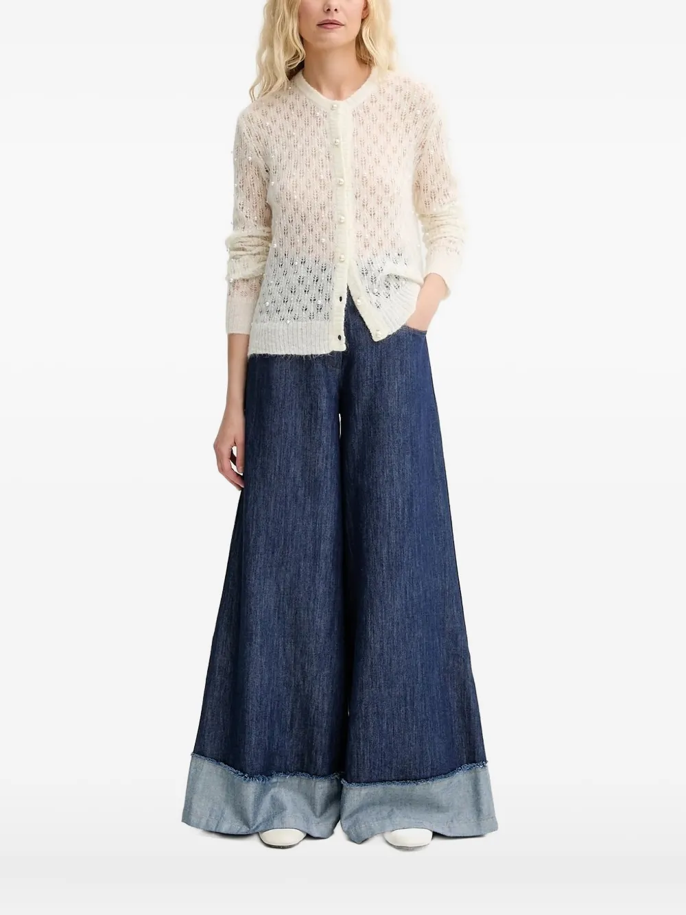 Munthe Perl Pearl-embellished Cardigan In Blue