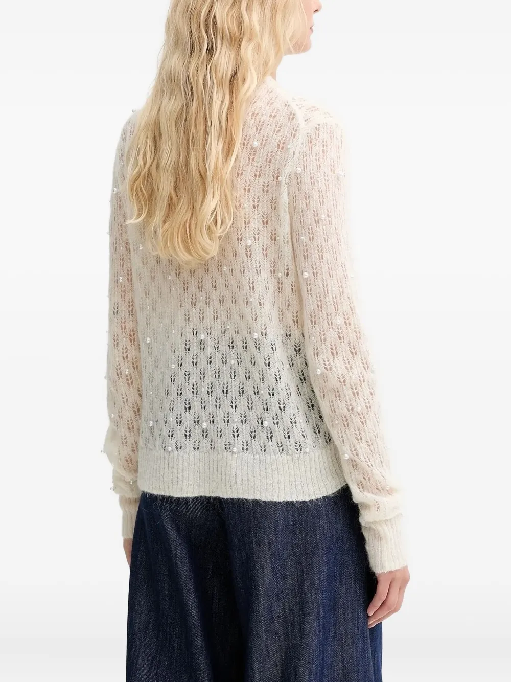 Munthe Perl Pearl-embellished Cardigan In Blue