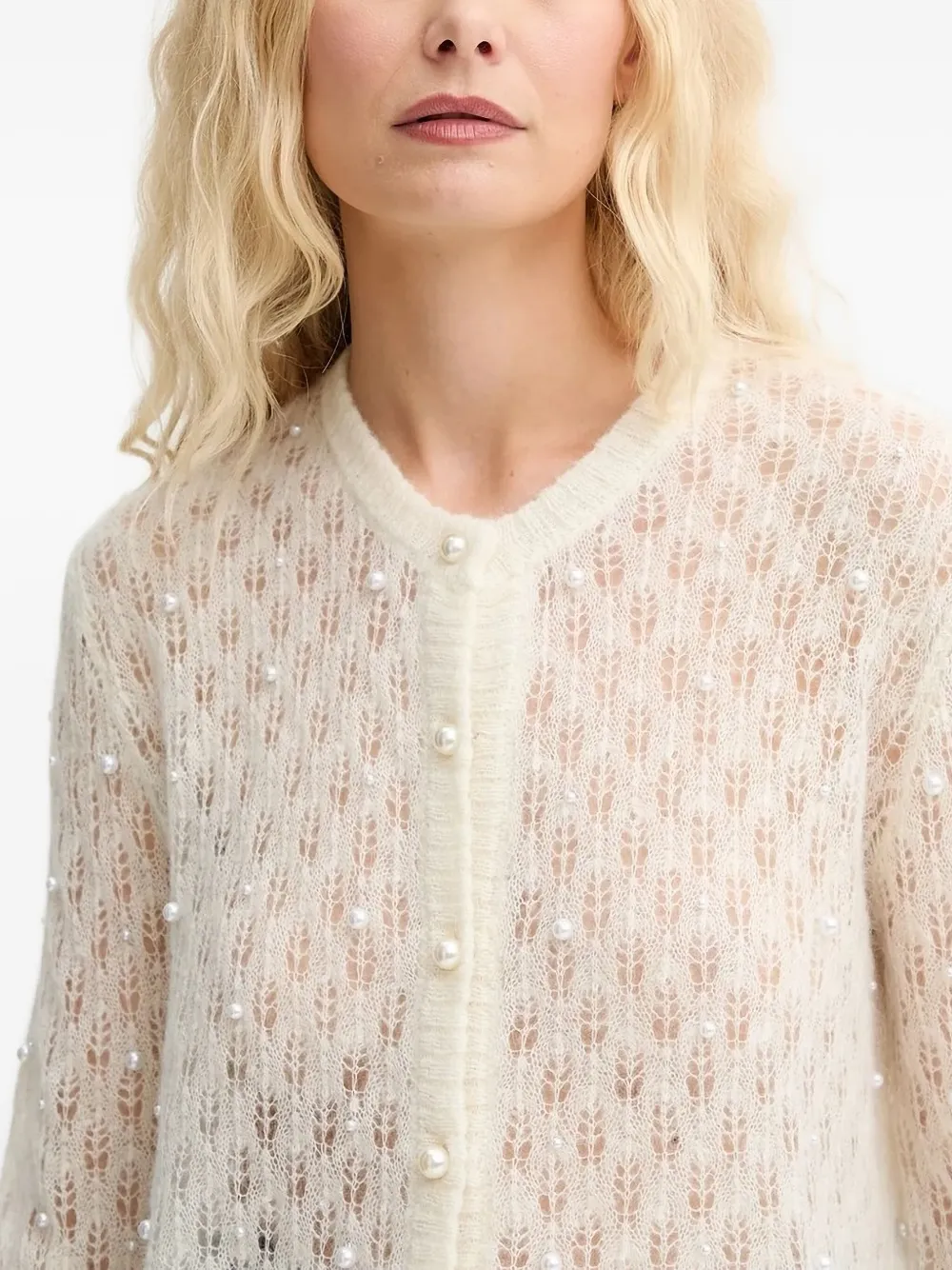 Munthe Perl Pearl-embellished Cardigan In Blue