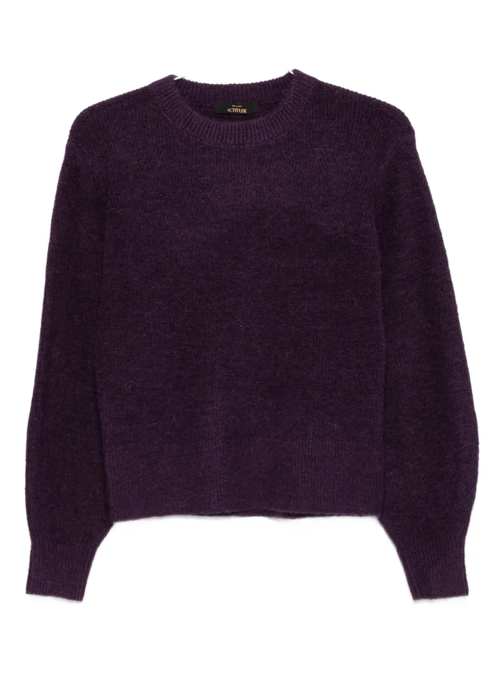 Twinset Twin-set Relaxed Fit Sweater With Puffed Sleeves And Cropped Hem In Purple
