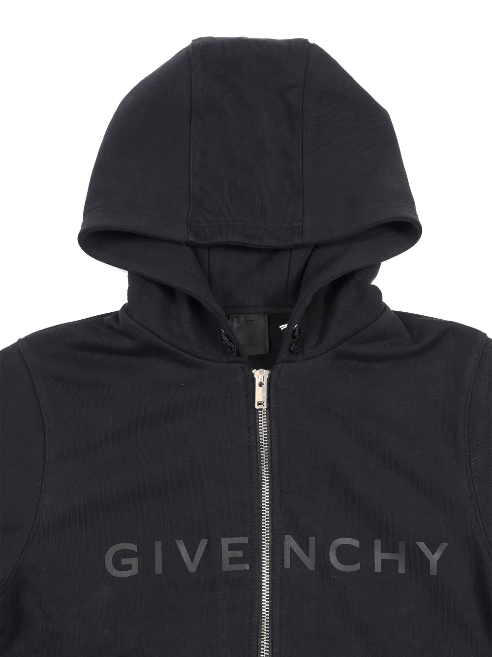 Givenchy Kids Sweater met logoprint en capuchon en rits Zwart