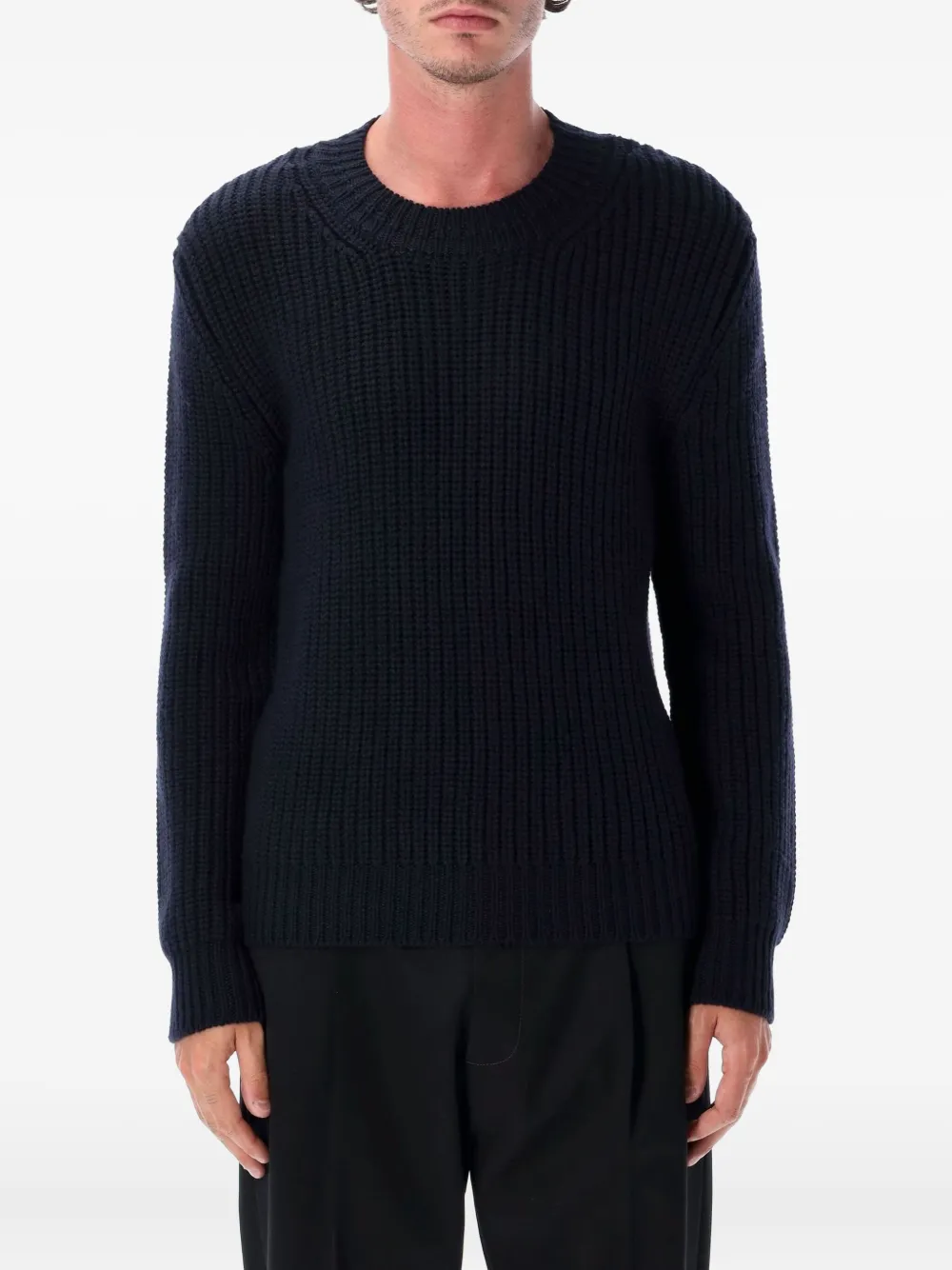 TOM FORD Geribbelde sweater met ronde hals Blauw