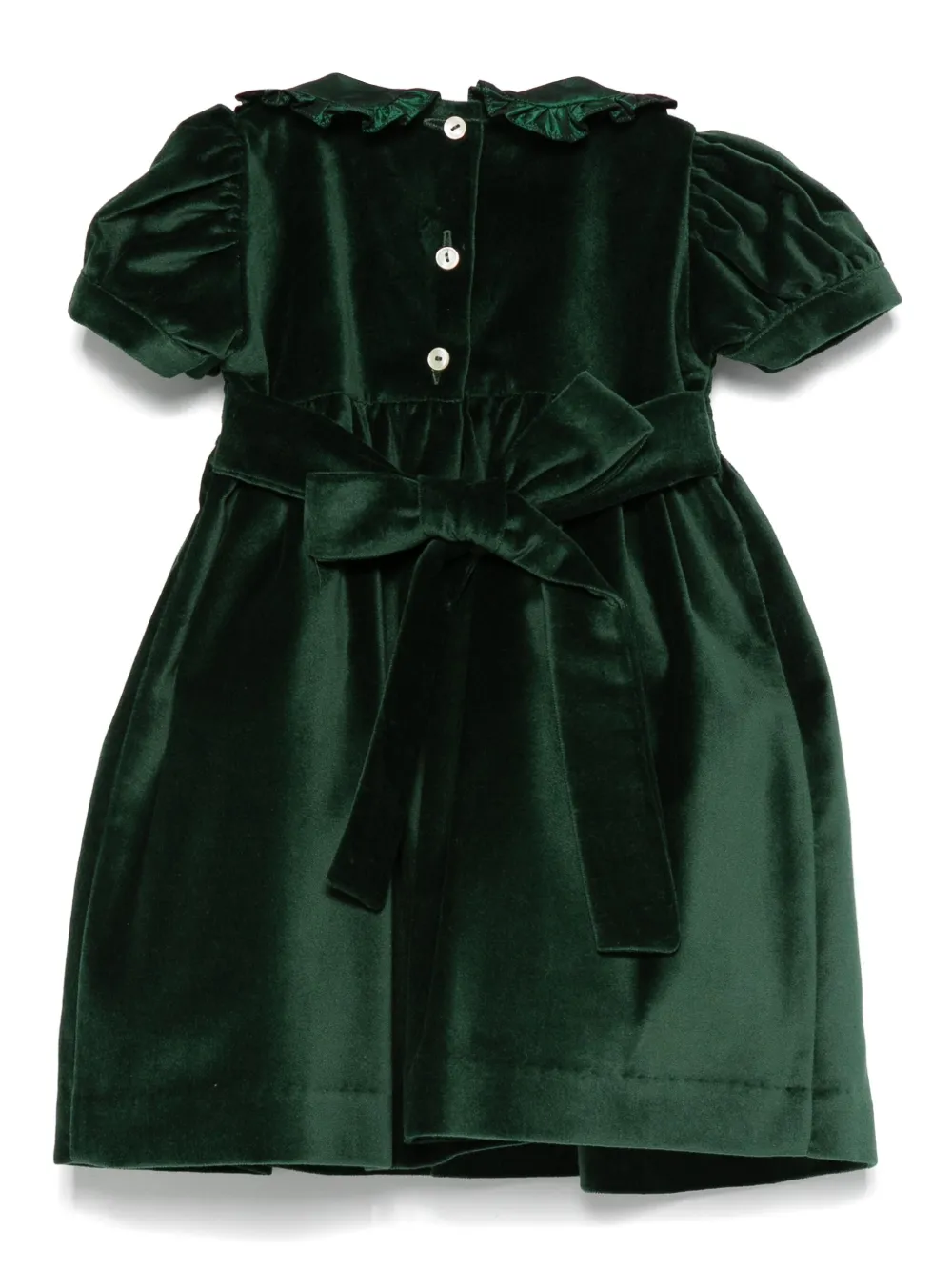 Mariella Ferrari smocked-yoke velvet dress Groen