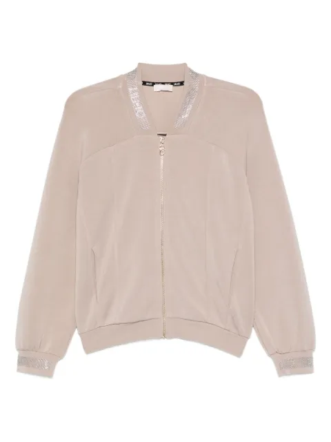 LIU JO embellished-cuff zip-up bomber jacket