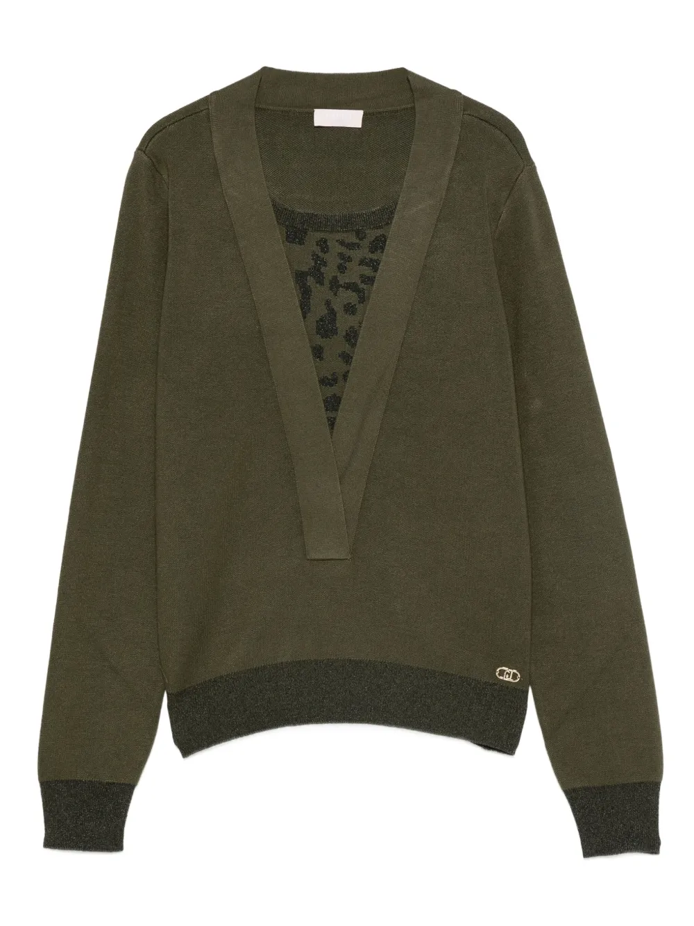 V-neck patterned-insert sweater