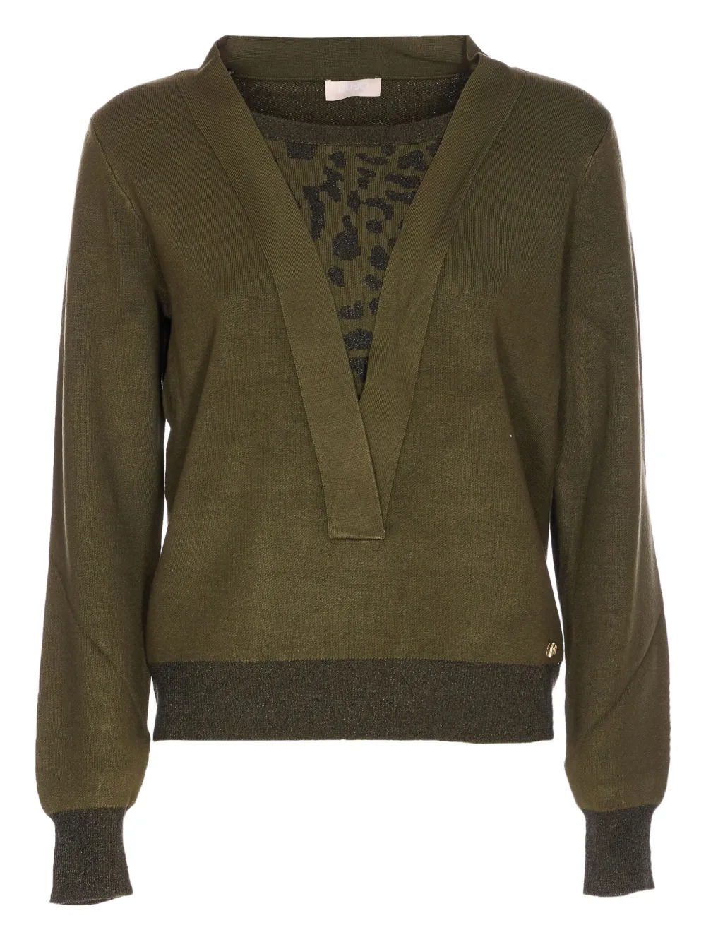 LIU JO V-neck patterned-insert sweater | Green | Image 1