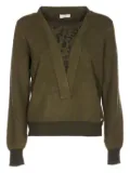 LIU JO V-neck patterned-insert sweater - Green