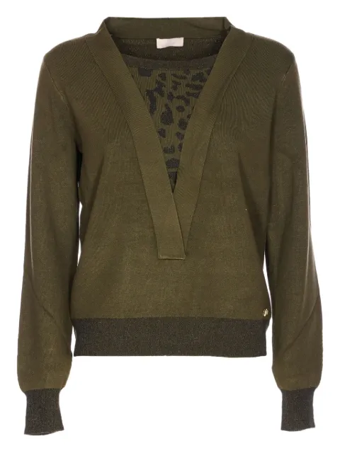 LIU JO V-neck patterned-insert sweater