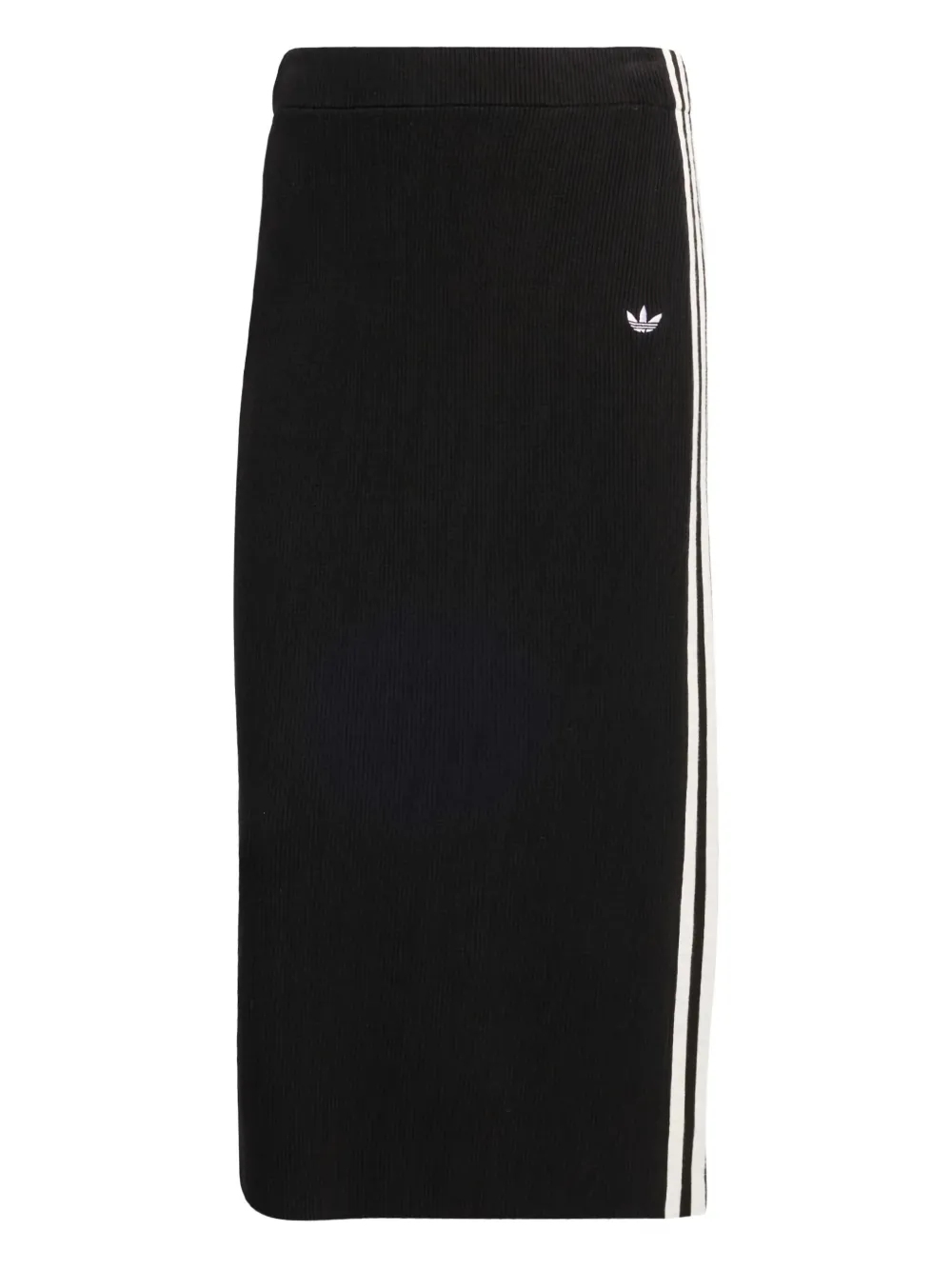ribbed striped midi straight skirt