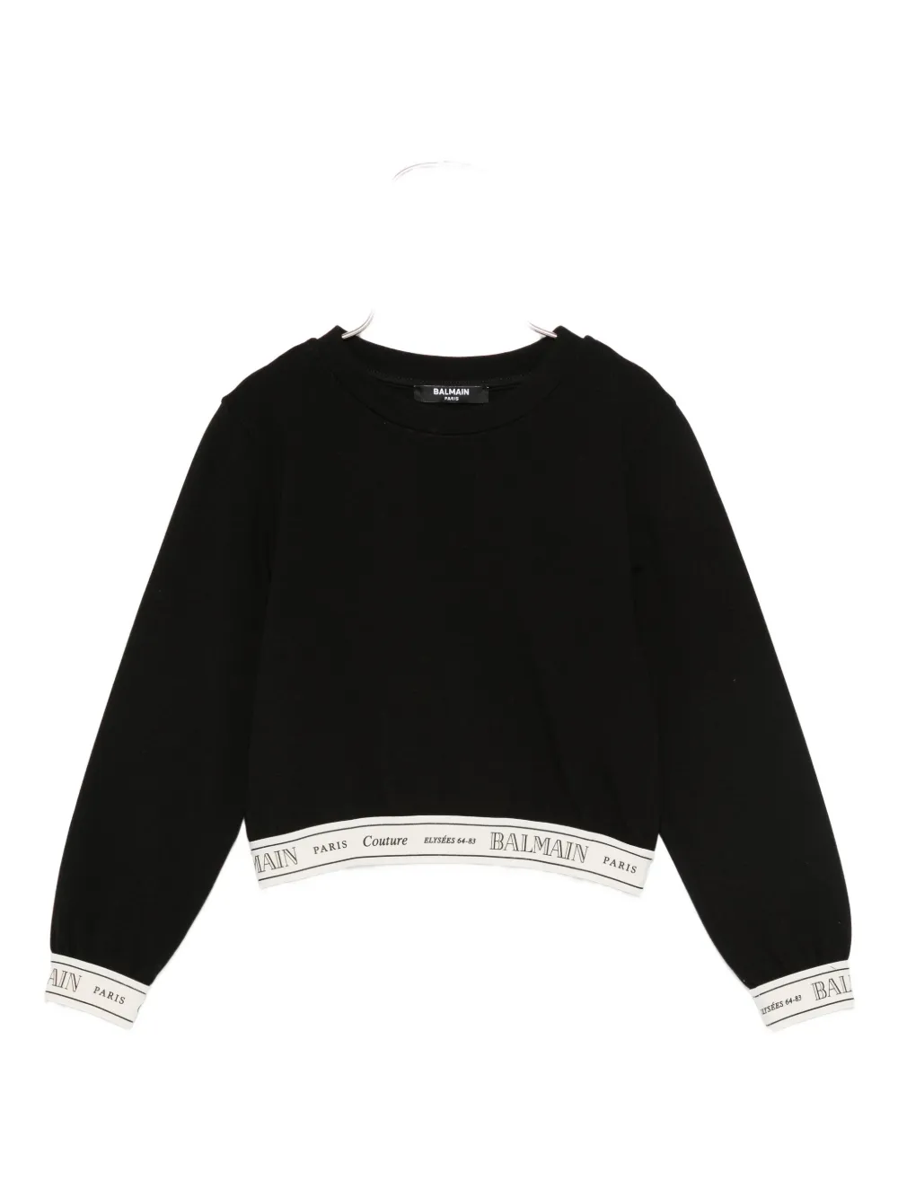 Balmain Logo-band Cropped Top In Black