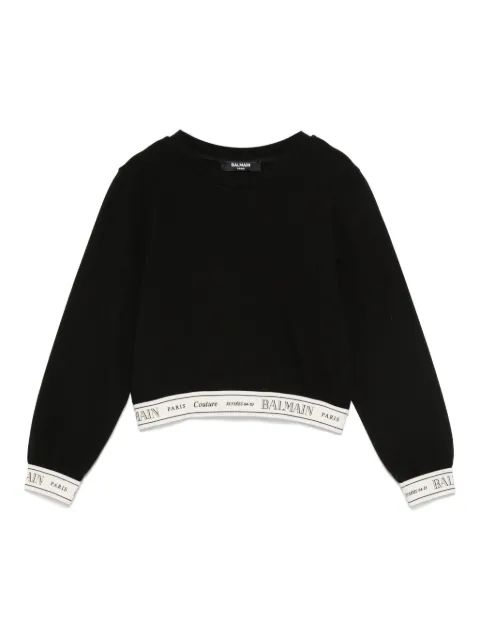 Balmain Kids logo-band cropped top