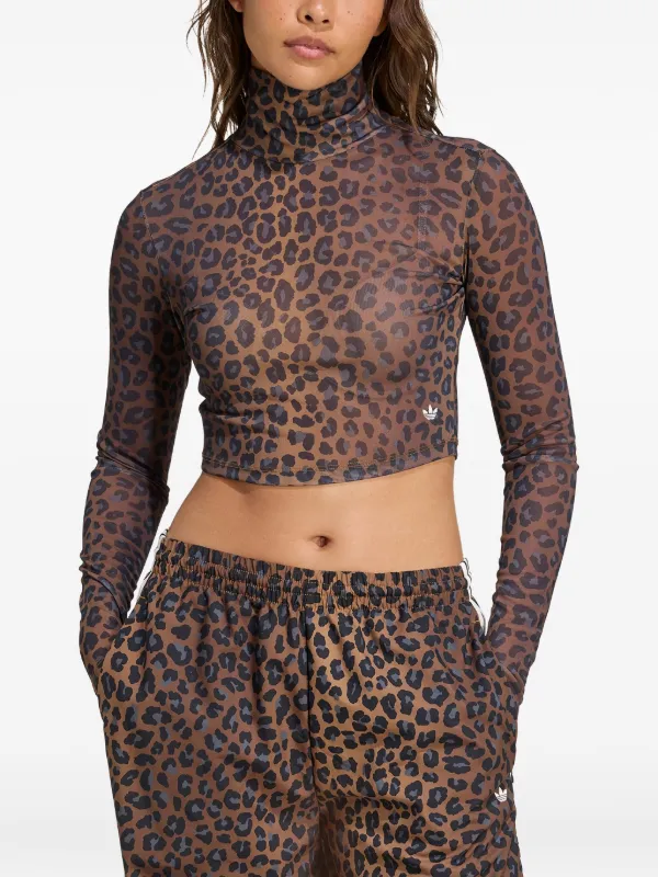 Adidas leopard-print Turtleneck T-shirt Brown FARFETCH GE