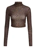 adidas leopard-print turtleneck T-shirt - Brown