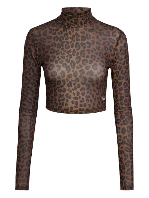 adidas leopard-print turtleneck T-shirt