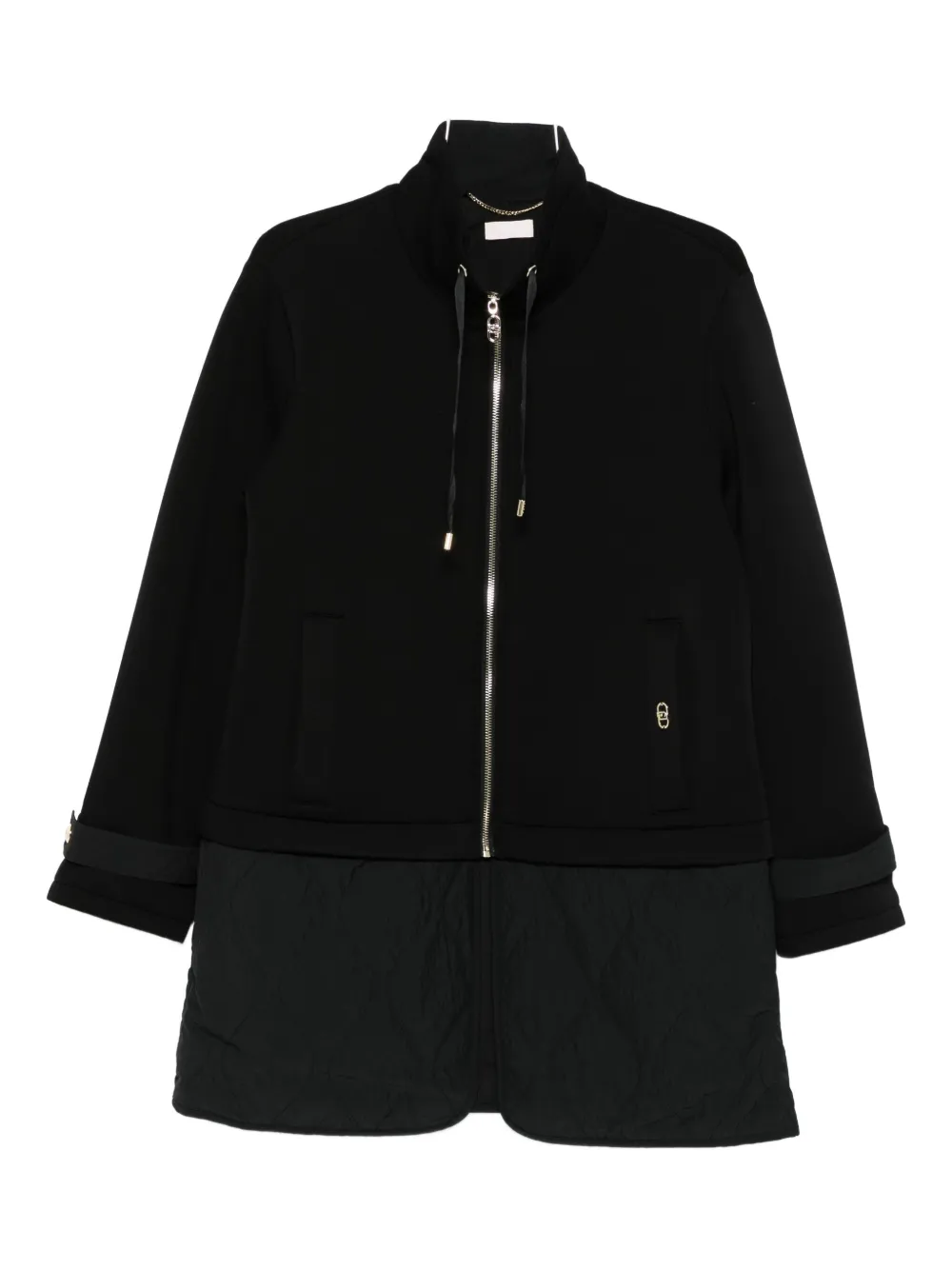 Liu •jo Quilted-panel Zip-up Scuba Jacket In Black