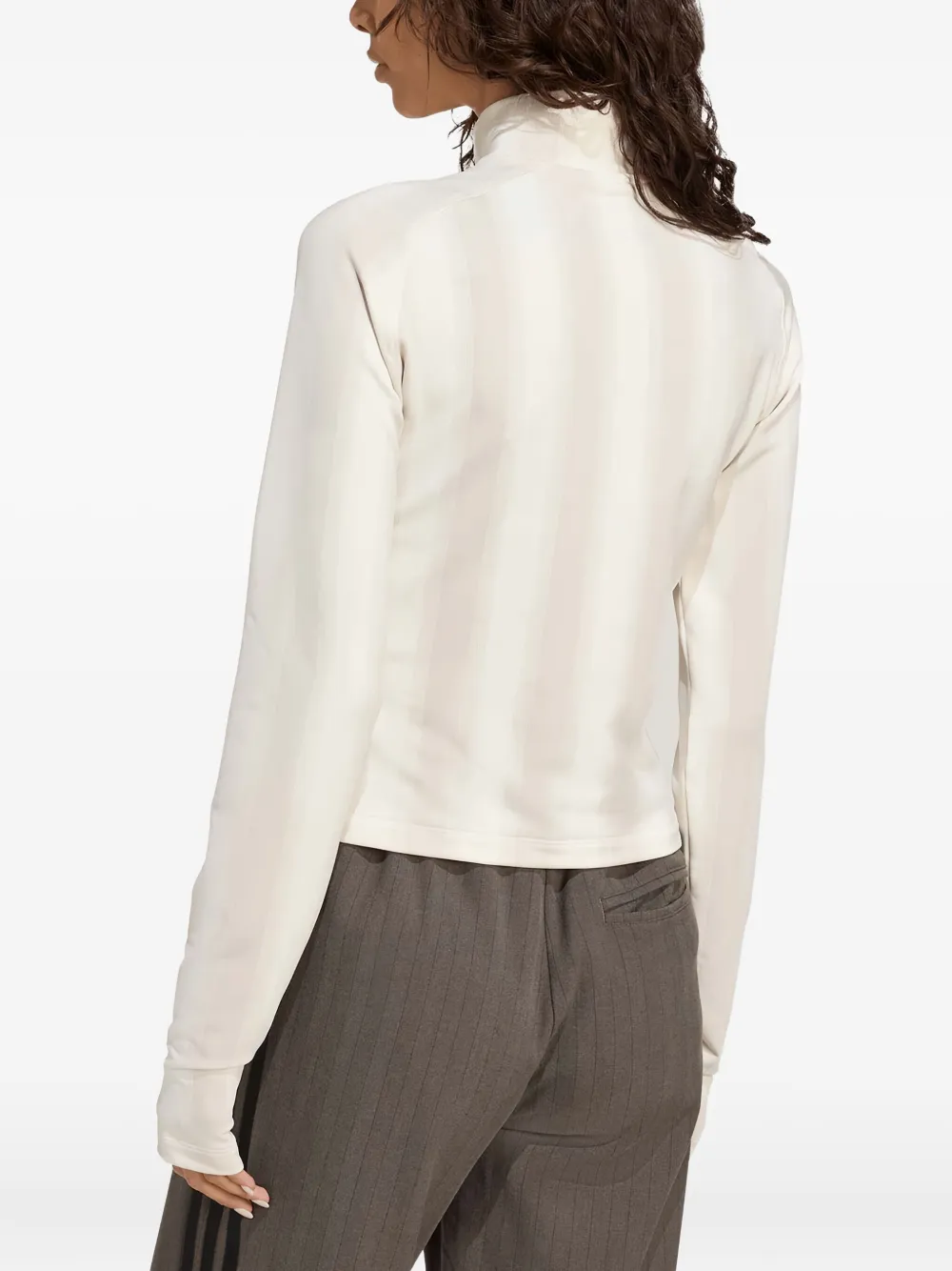 adidas half-zip striped sweatshirt Beige