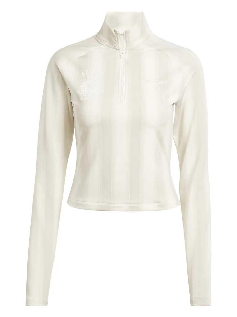 adidas half-zip striped sweatshirt Beige