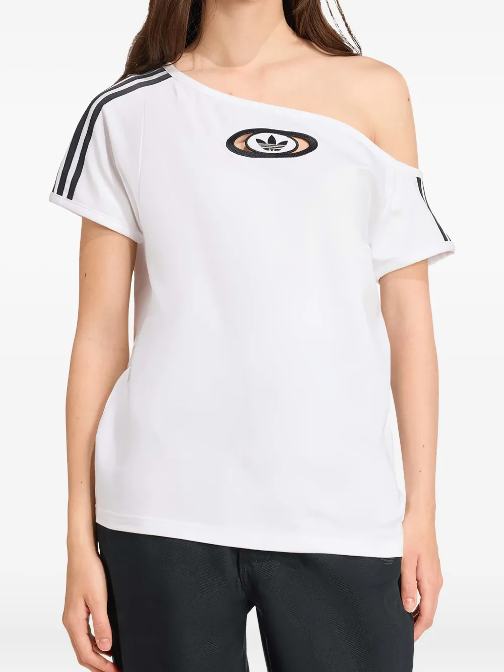 adidas Campus 2000 3-stripe oval-detail T-shirt Wit