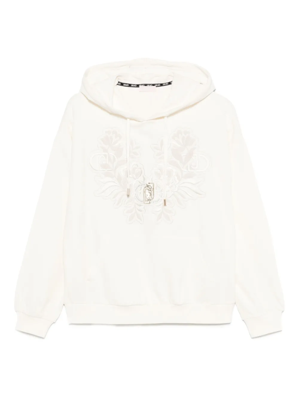 LIU JO Hoodie met geborduurde bloemen Beige