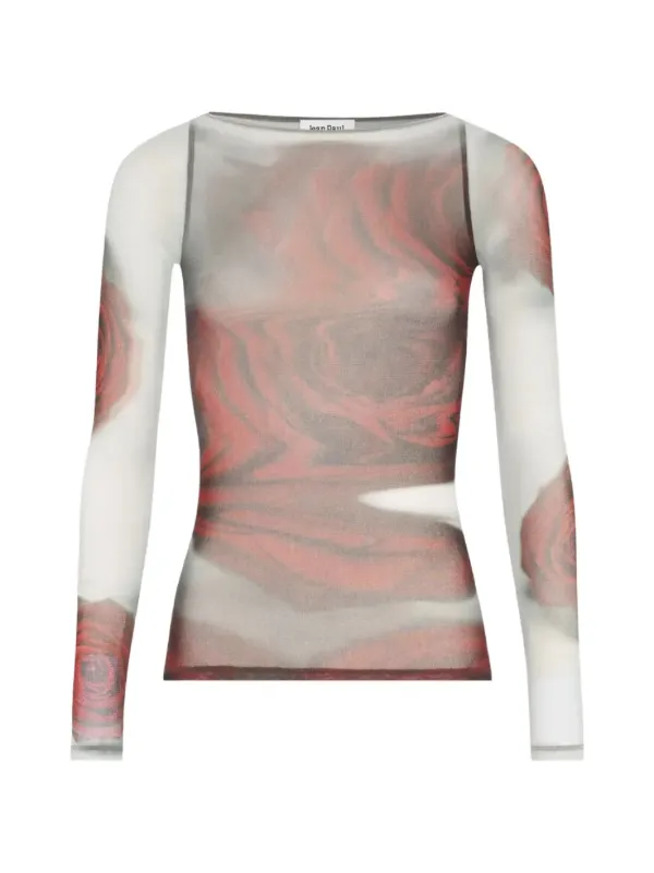 Jean Paul Gaultier Blurry Roses Top in Red