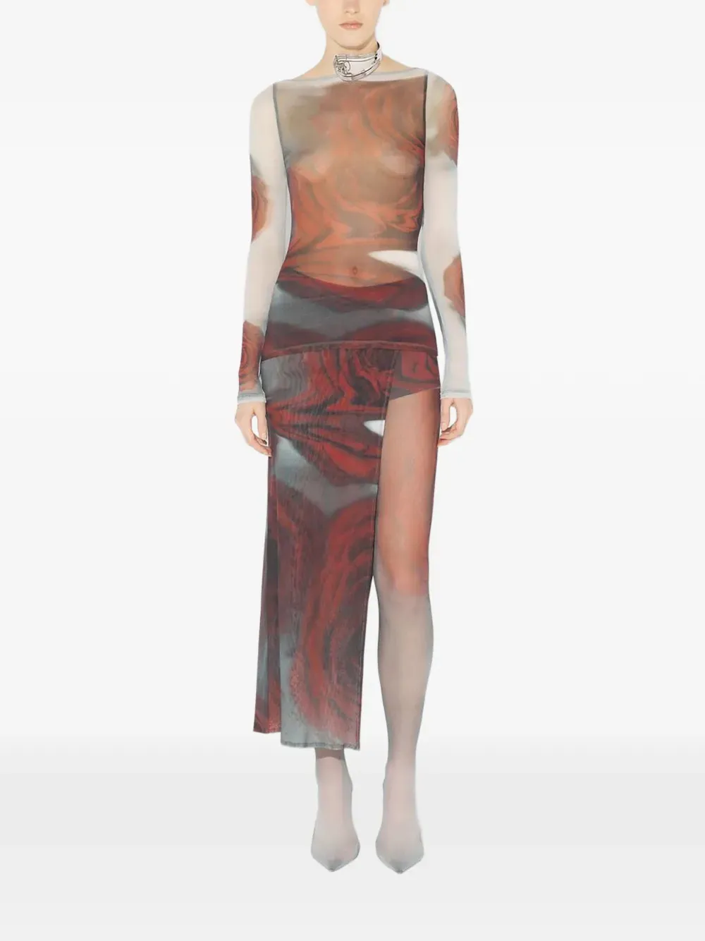 Jean Paul Gaultier Blurry Roses top Rood
