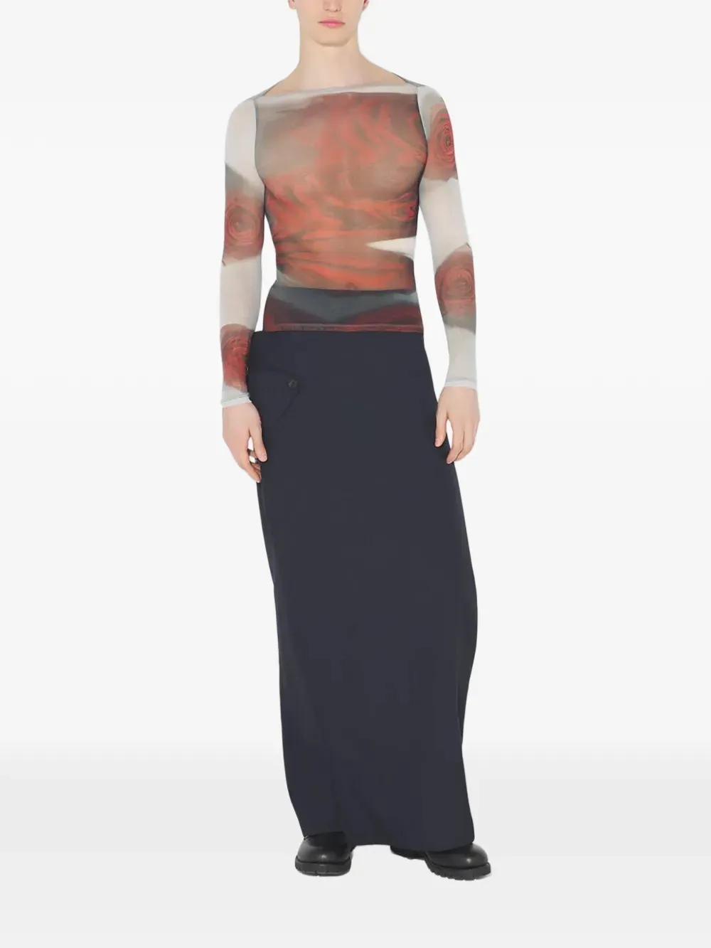 Jean Paul Gaultier Blurry Roses top Rood