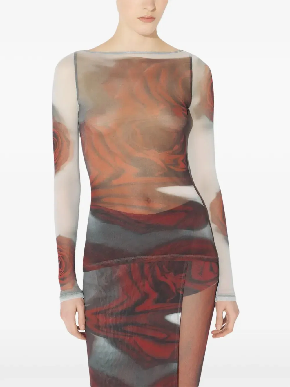 Jean Paul Gaultier Blurry Roses top Rood