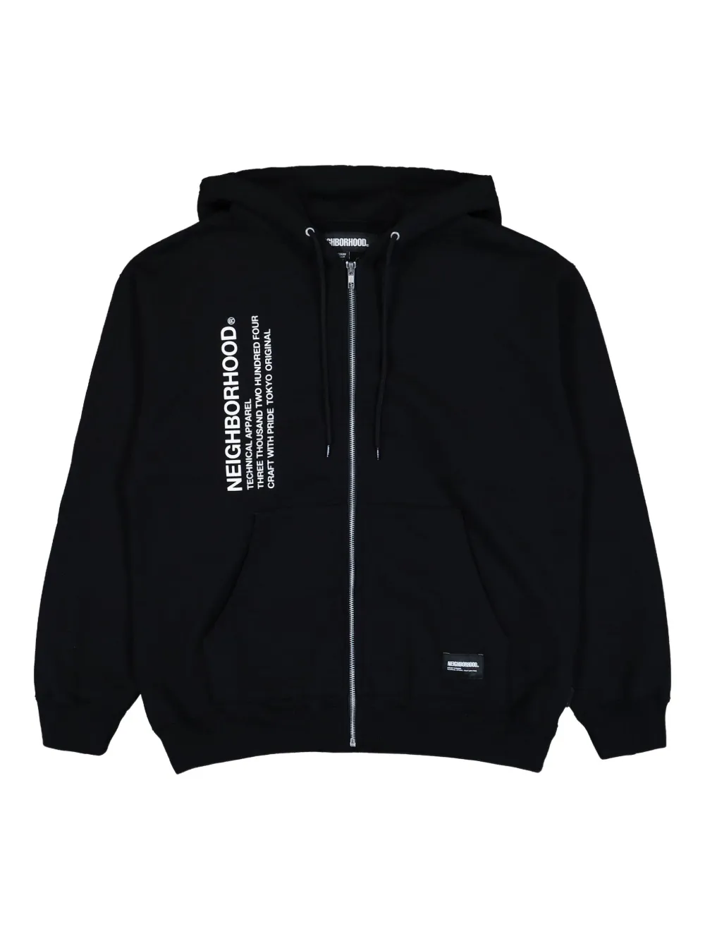 Neighborhood Solid hoodie met logo en rits Zwart