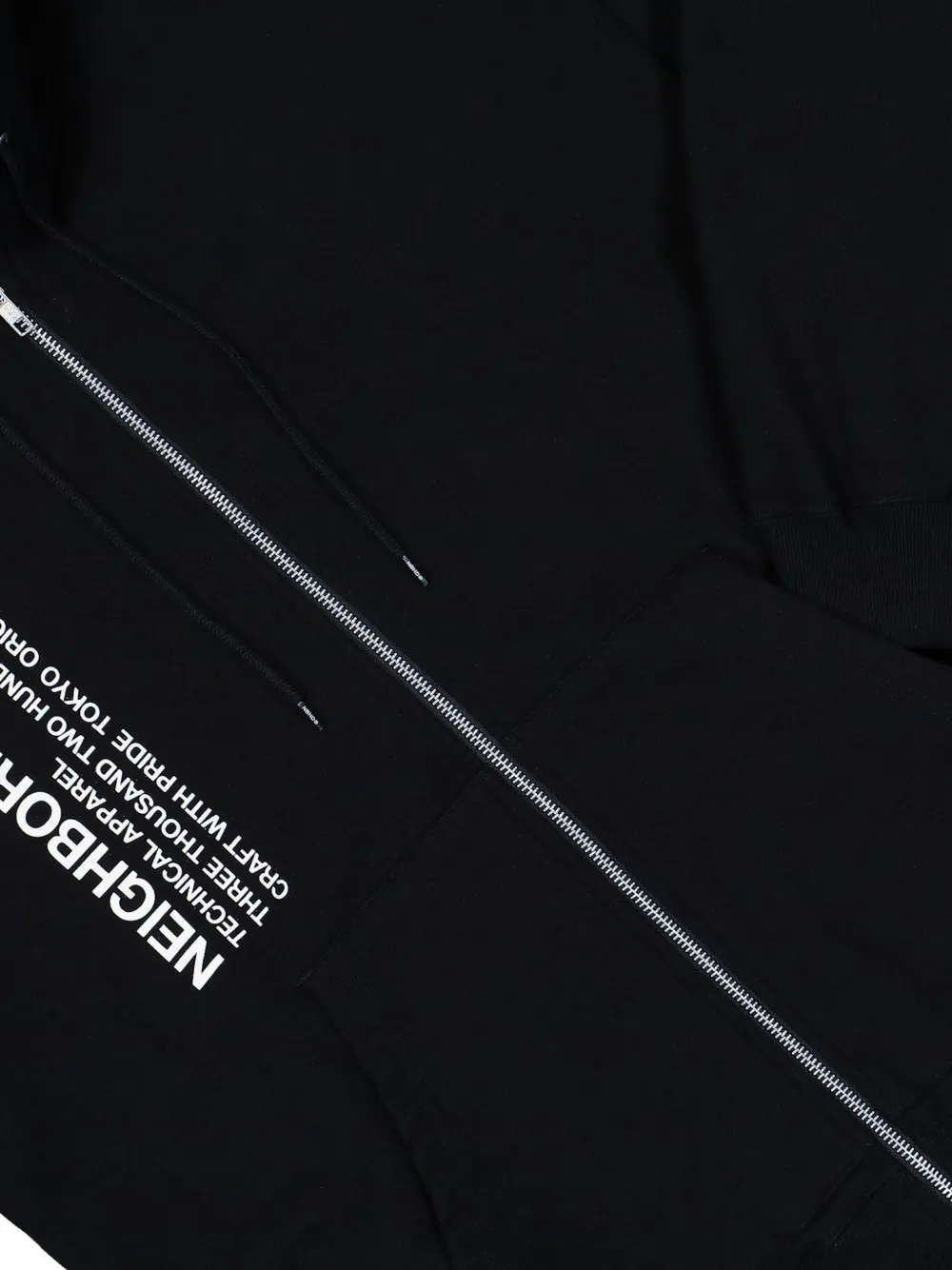 Neighborhood Solid hoodie met logo en rits Zwart