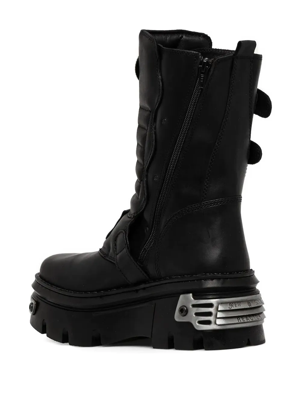 New Rock 60mm M-391x-s1 Buckle-detail Platform Boots In Black