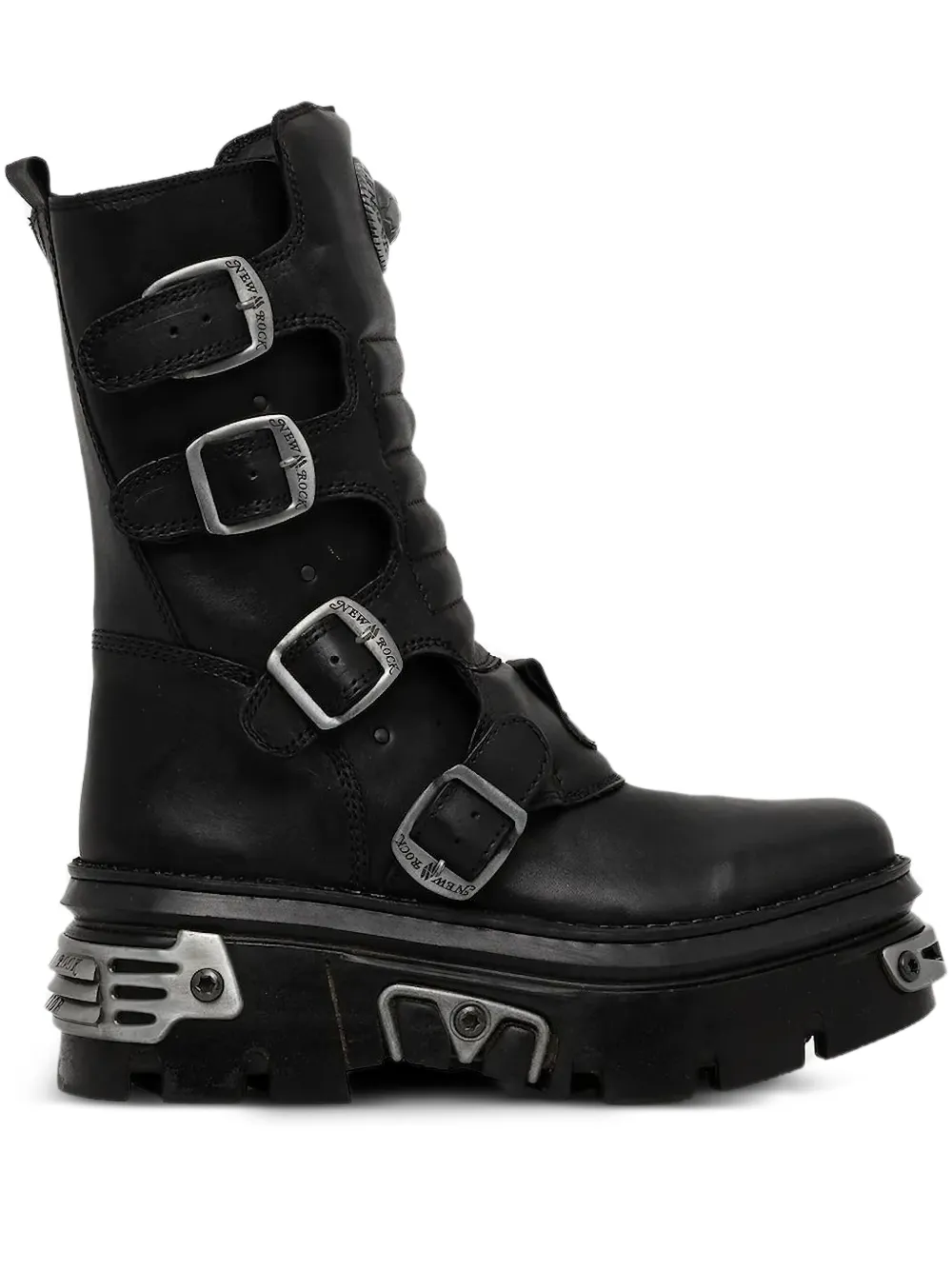 NEW ROCK 60mm M-391X-S1 buckle-detail platform boots Black
