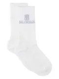 Balenciaga logo-embroidered ribbed socks - White
