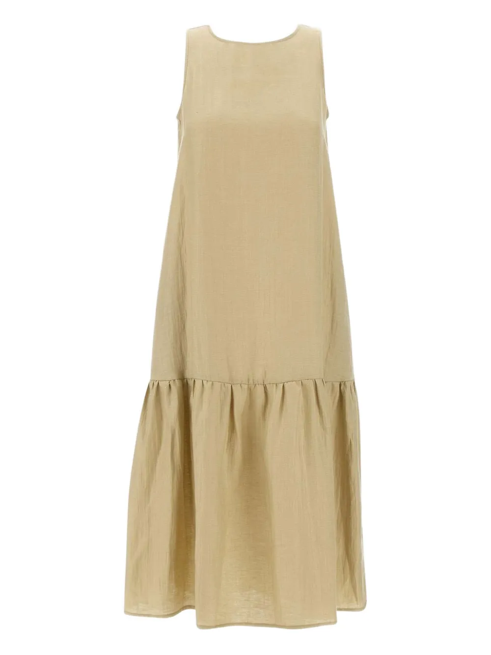 Kaos Mouwloze jurk met fladderzoom - Beige