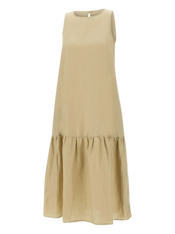midi dress kaos Flounced-hem Sleeveless It is designed with a deep neckline Woman Midi Dress Turquoise Size