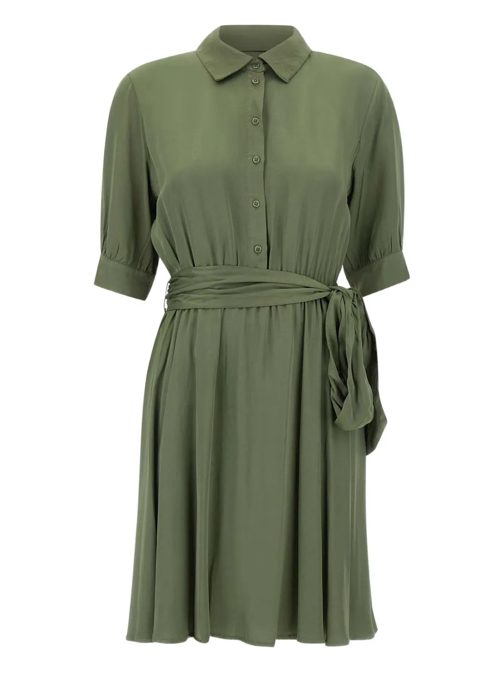 belted midi shirt dress