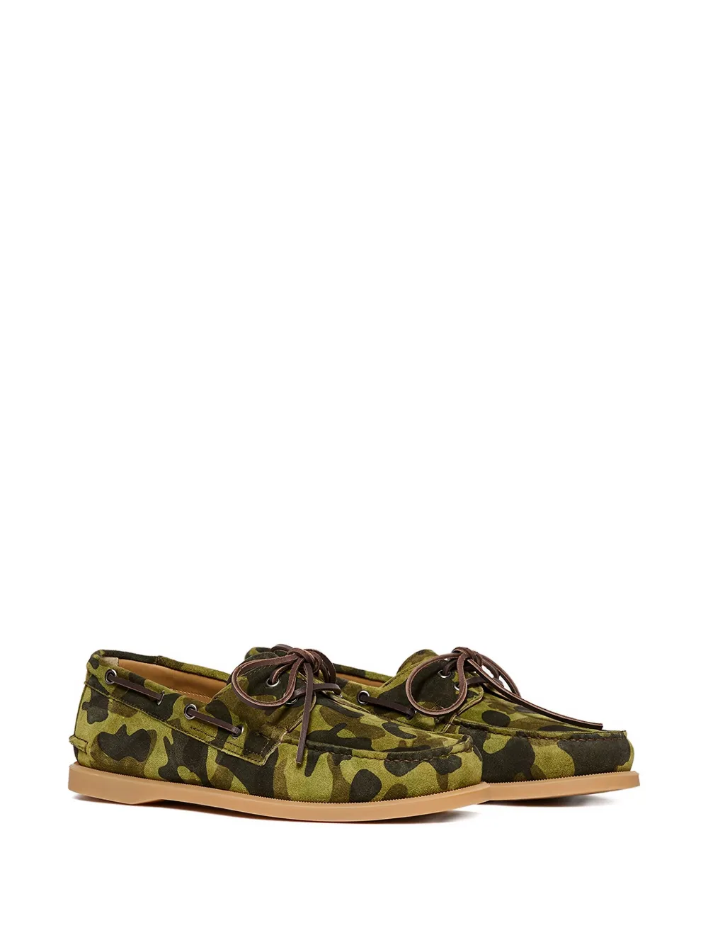 Scarosso camouflage suede boat shoes Brown