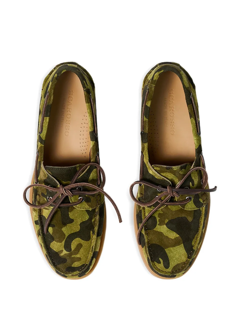 Scarosso camouflage suede boat shoes Brown