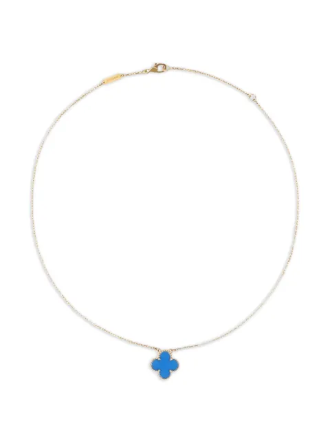 Van Cleef & Arpels 18K yellow gold Alhambra agate necklace