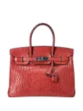 Hermès Pre-Owned Birkin 30 crocodile skin bag - Red