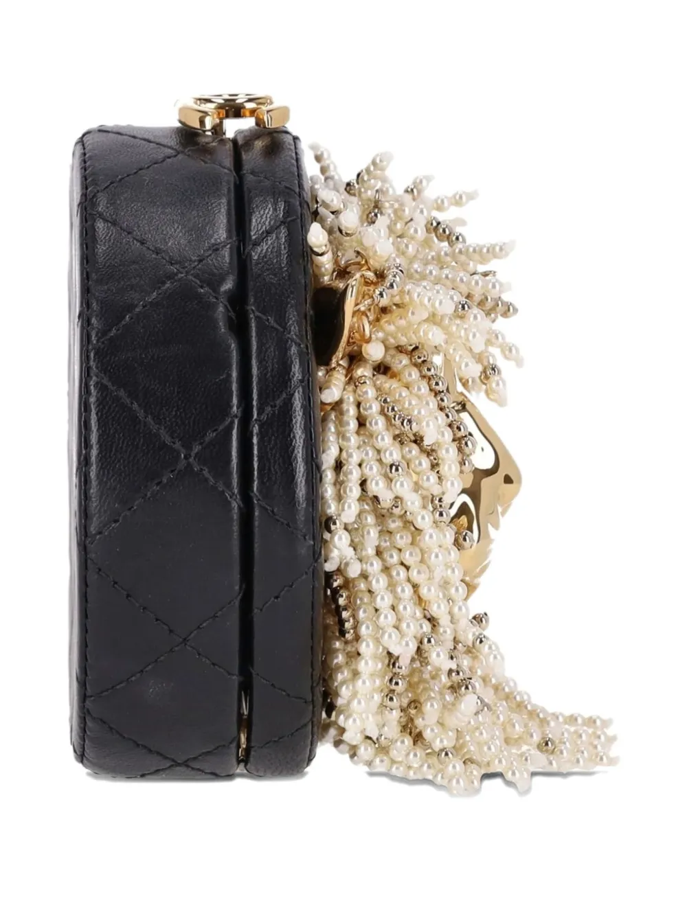 Pre-owned Chanel 2024 Mini Lion-head Embellished Cross-body Clutch In Black