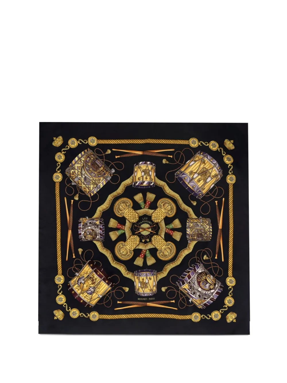 Hermès Pre-Owned Les Tambours silk scarf - ブラック Hermès Pre-Owned Les Tambours silk scarf - ブラック