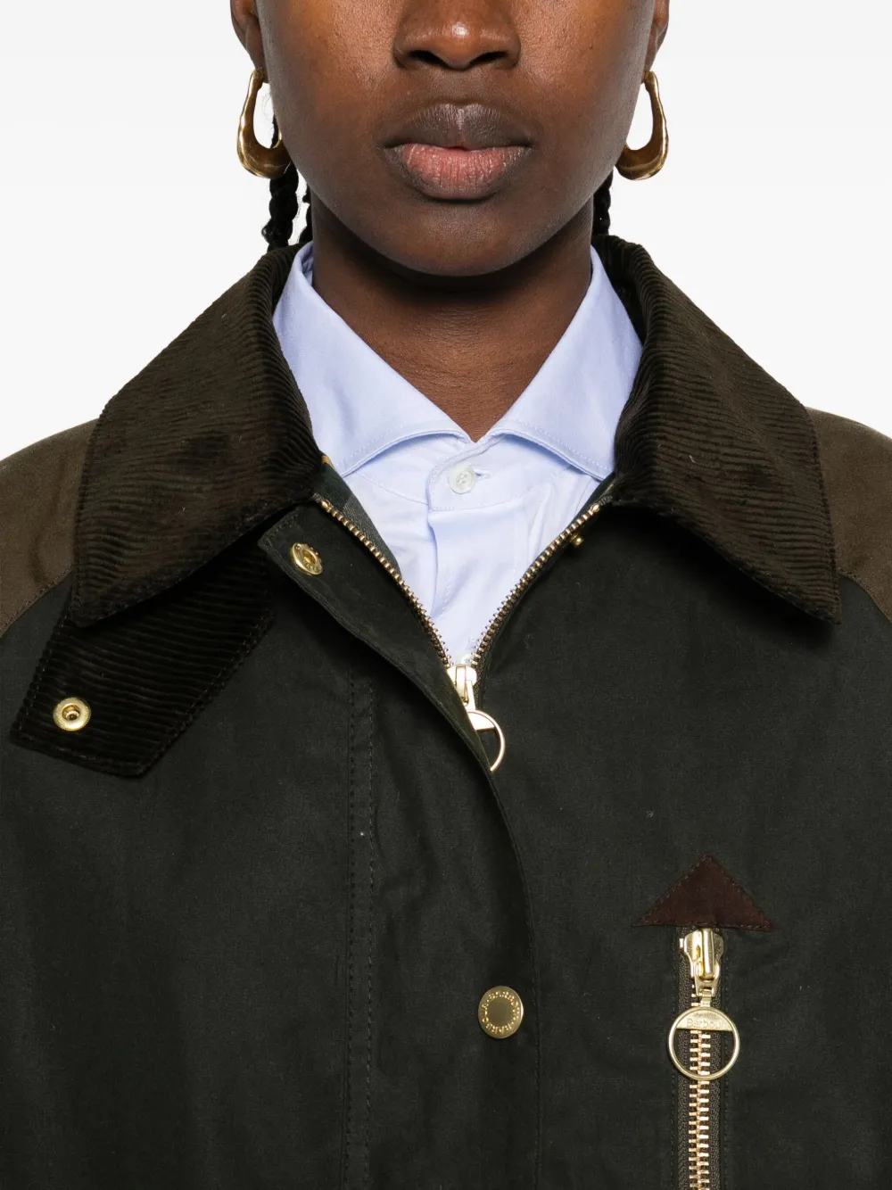 Barbour raglan-sleeve buttoned coat Groen