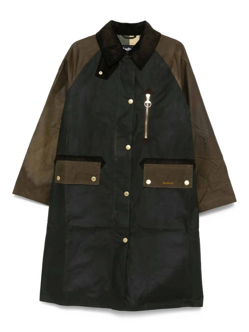 Barbour raglan-sleeve buttoned coat Groen