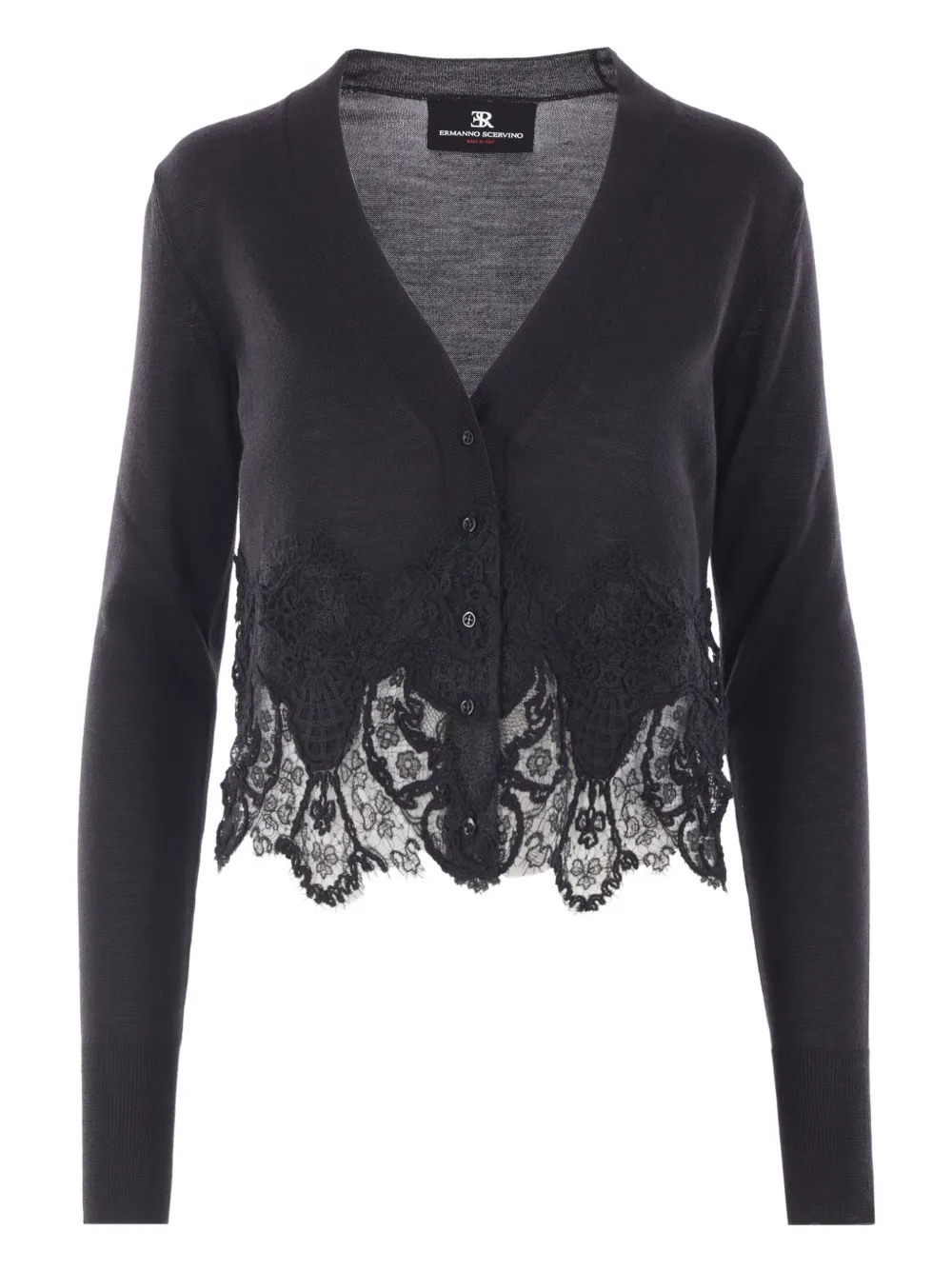 Ermanno Scervino long-sleeves scalloped-lace cardigan Zwart